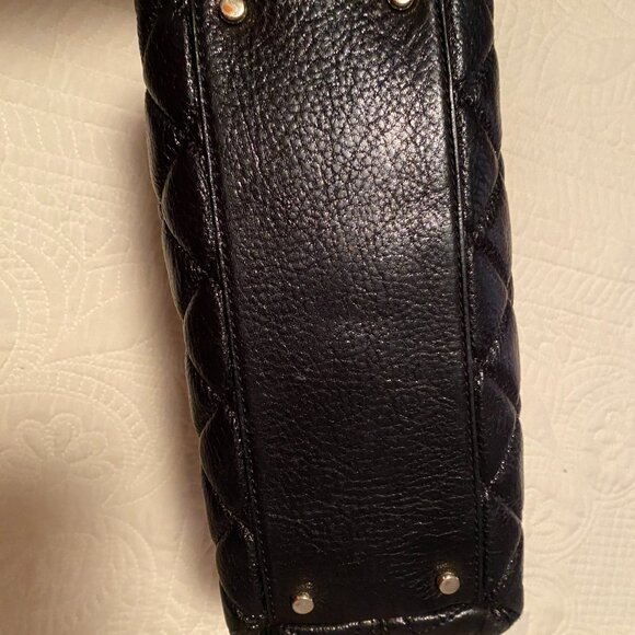 Kate Spade bling leather padded satchel double handles black textured bag - Picture 3 of 7